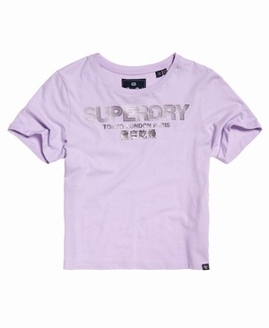 Superdry City Nights Boxy Női Pólók Lila | FIJXQ9230